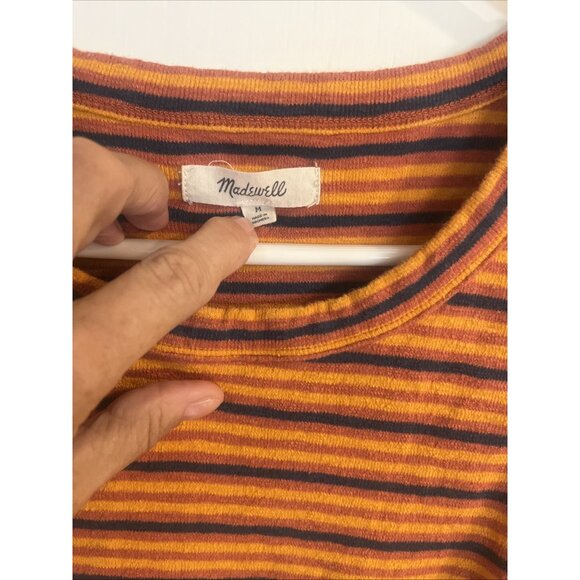 Madewell Shirt Womens M Orange Striped Audio-Knot Front Tank Top Sleeveless - Picture 3 of 9